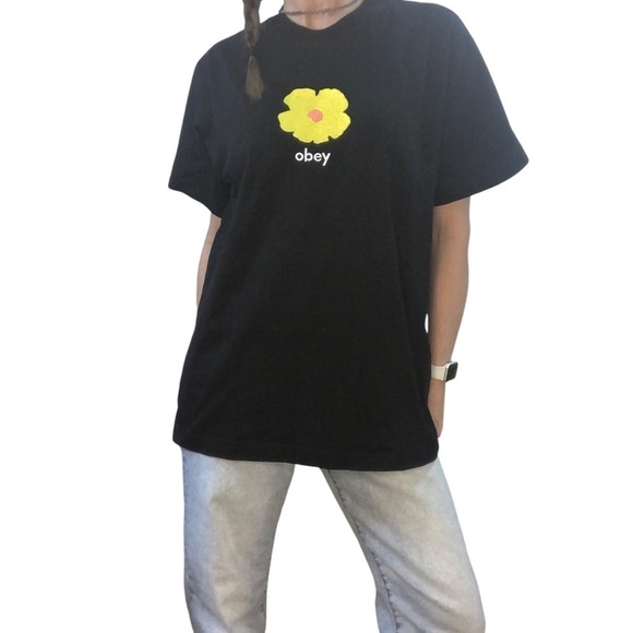 Doll’s Kill Obey Organic Cotton Women’s Size M Elijah Graphic Tee T Shirt Black - Picture 2 of 7